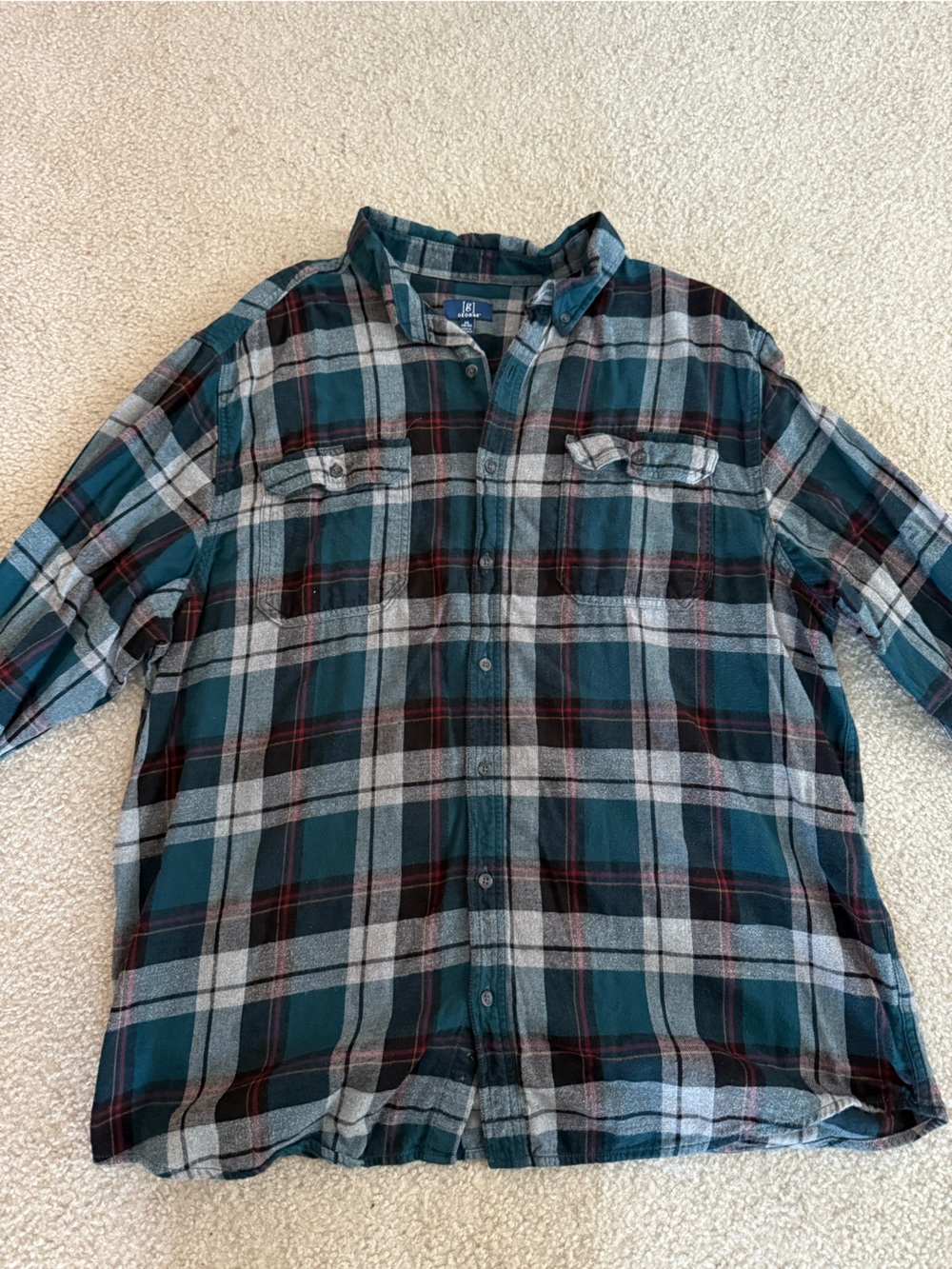George Teal, Gray & Black Plaid Button-Down Shirt